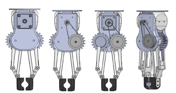 Two-claw gripper with four-bar linkage mechanism